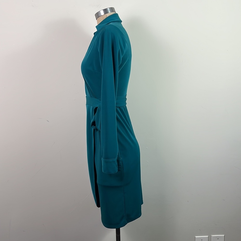 The Limited Women’s Faux Wrap Dress Size Small 100% Polyester Green Long Sleeve - Picture 4 of 8